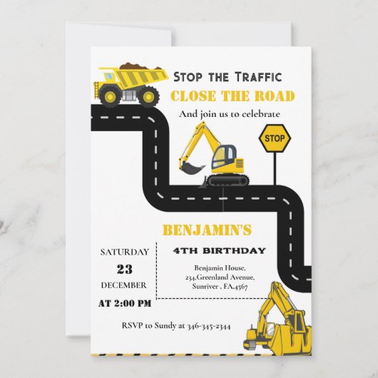 Invitation Jour de la construction de camions à vide (Devant)