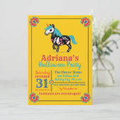 Invitation Jour de la fête de la licorne crâne de sucre mort (Debout devant)