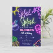 Invitation Jour de la fête de la piscine éclatante (Debout devant)
