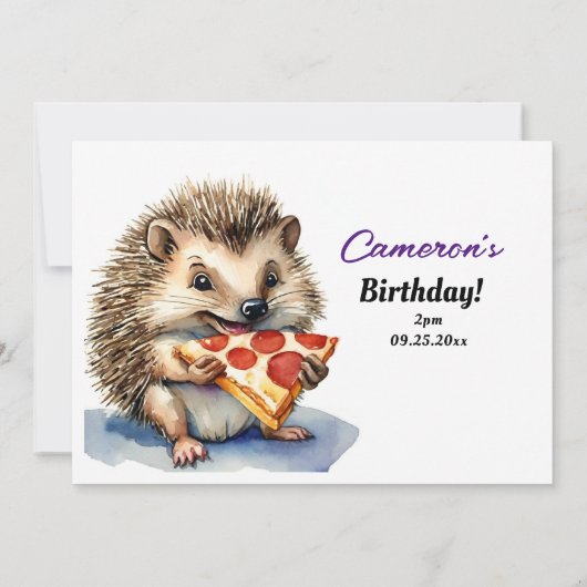 Invitation Jour de la fête de la pizza de Hérisson (Dos)