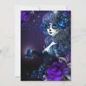 Invitation Jour de la Fête des mariées bleue violette de la f (Dos)