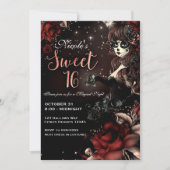 Invitation Jour de la Fille Morte Black Red Sweet 16 Party (Devant)