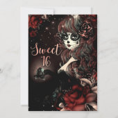 Invitation Jour de la Fille Morte Black Red Sweet 16 Party (Dos)