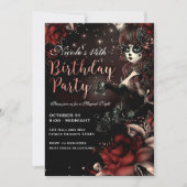 Invitation Jour de la Fille Morte Fête d'Anniversaire Rouge N (Devant)