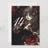 Invitation Jour de la Fille Morte Fête d'Anniversaire Rouge N (Dos)