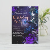 Invitation Jour de la Fille Morte Purple Blue Anniversaire (Debout devant)