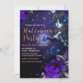 Invitation Jour de la Fille Morte Purple Blue Halloween Party (Devant)