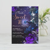 Invitation Jour de la Fille Morte Purple Blue Sweet 16 Party (Debout devant)