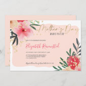 Invitation Jour de la mère moderne rose floral poupée rose gi (Devant / Derrière)