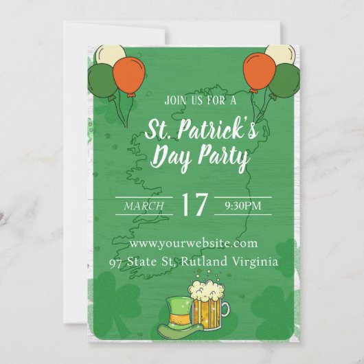 invitation Jour de la Saint Patrick (Devant)