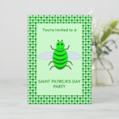 Invitation Jour de la Saint-Patrick Abeille et Trèfles (Debout devant)