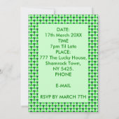Invitation Jour de la Saint-Patrick Abeille et Trèfles (Dos)
