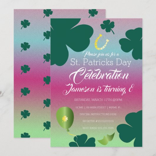 Invitation Jour de la Saint-Patrick Célébration Shamrock Pail (Devant / Derrière)