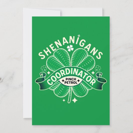 Invitation Jour de la Saint Patrick - Coordinateur des Shenan (Devant)