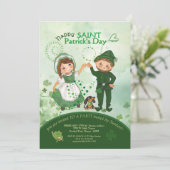 Invitation JOUR DE LA SAINT PATRICK Danser Leprechauns dessin (Debout devant)