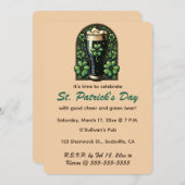 Invitation Jour de la Saint Patrick de Shamrock de bière vert (Devant / Derrière)