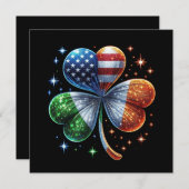 Invitation Jour de la Saint Patrick du drapeau irlandais amér (Devant / Derrière)