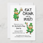 Invitation Jour de la Saint Patrick Party Manger Boire Irland (Devant)