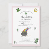 Invitation Jour de la Saint Patrick rose arc-en-ciel 1er anni (Devant)