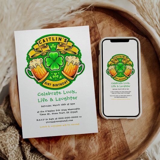 Invitation Jour de la Saint Patrick Shamrock 21e anniversaire