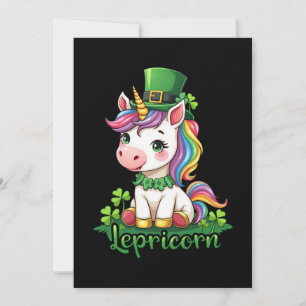 Invitation Jour de la Saint Patrick Unicorn mignonne Saint Pa