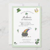 Invitation Jour de la Saint Patrick Vert arc-en-ciel 1er anni (Devant)