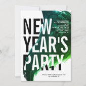 Invitation Jour de la Saint-Sylvestre vert, blanc aquarelle (Devant)