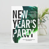 Invitation Jour de la Saint-Sylvestre vert, blanc aquarelle (Debout devant)