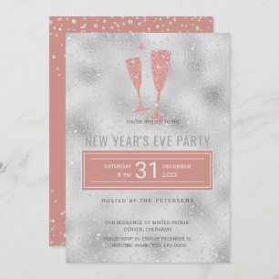 Invitation Jour de la Soirée Classy Elegant Silver Blush