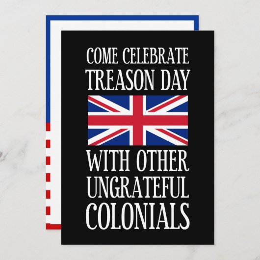 Invitation Jour de la trahison Colon ingrats humour 4 juillet (Devant / Derrière)