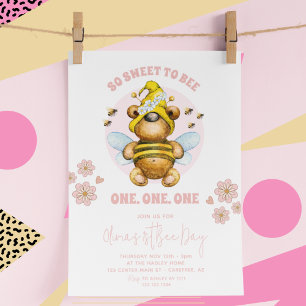 Invitation Jour de l'abeille Abeille miel Rose Floral 1er Ann
