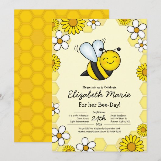 Invitation Jour de l'abeille Fête Enfants (Devant / Derrière)