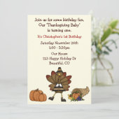 Invitation Jour de l'Action de grâces mignonne Turquie garçon (Debout devant)