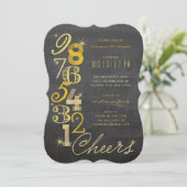 Invitation Jour de l'an, compte à rebours Chalkboard Fête (Debout devant)