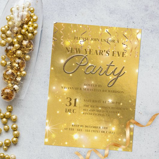 Invitation Jour de l'An : Glitz glamour brillant
