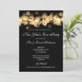 Invitation Jour de l'an Soirée Gold Bokeh Lumières (Debout devant)