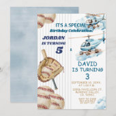 Invitation Jour de l'anniversaire conjoint du baby-foot et de (Devant / Derrière)