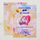 Invitation Jour de l'anniversaire de la pêche (19 février - 2 (Devant / Derrière)