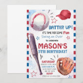 Invitation Jour de l'anniversaire du baby-baseball (Devant / Derrière)