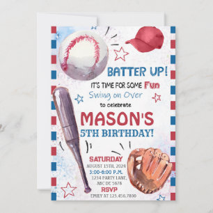 Invitation Jour de l'anniversaire du baby-baseball