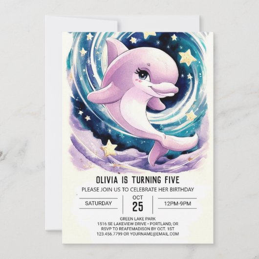 Invitation Jour de l'anniversaire du dauphin d'enfant simple (Devant)