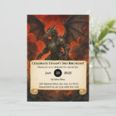 Invitation Jour de l'anniversaire du guerrier du dragon noir  (Debout devant)