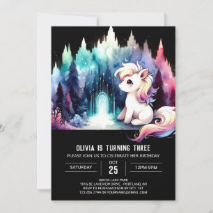 Invitation Jour de l'anniversaire du Petit Cheval Woodland