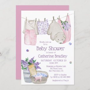 Invitation Jour de lavage de l'ours mûr Baby shower aquarelle