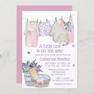 Invitation Jour de lavage de l'ours mûr Baby shower aquarelle