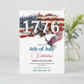 Invitation Jour de l'Indépendance 1776 Aigle à drapeau améric (Debout devant)