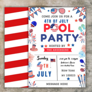 Invitation Jour de l'indépendance 4 juillet de la piscine