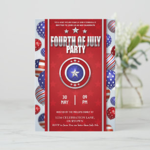 Invitation Jour de l'Indépendance 4 juillet Patriotique