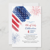 Invitation Jour de l'indépendance 4 juillet Rouge Bleu Bleu (Devant)