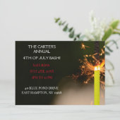 Invitation Jour de l'Indépendance du 4 juillet bleu Sparkler (Debout devant)